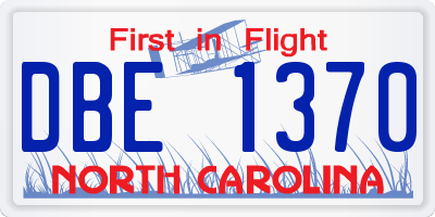 NC license plate DBE1370