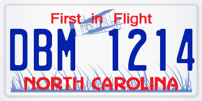 NC license plate DBM1214