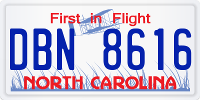 NC license plate DBN8616