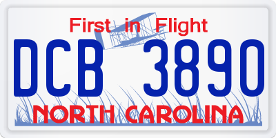 NC license plate DCB3890