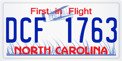 NC license plate DCF1763