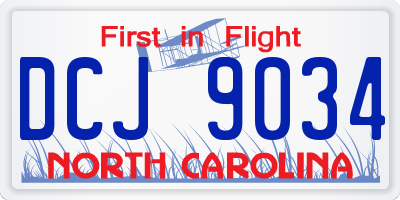 NC license plate DCJ9034