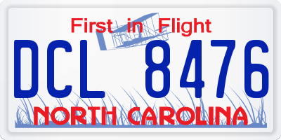 NC license plate DCL8476