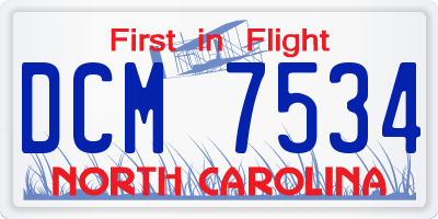 NC license plate DCM7534