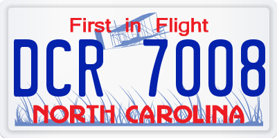 NC license plate DCR7008