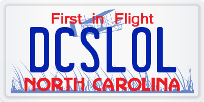 NC license plate DCSLOL