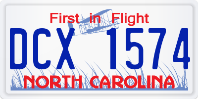 NC license plate DCX1574