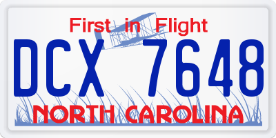 NC license plate DCX7648