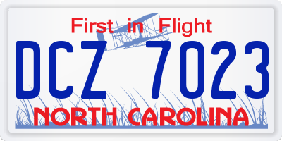 NC license plate DCZ7023