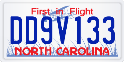 NC license plate DD9V133