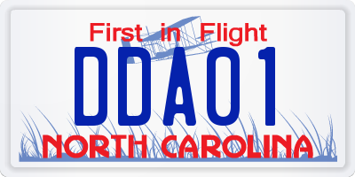 NC license plate DDA01