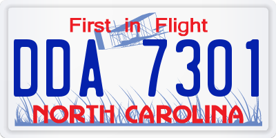 NC license plate DDA7301