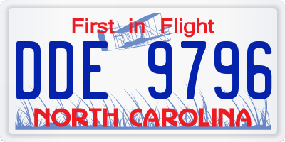 NC license plate DDE9796