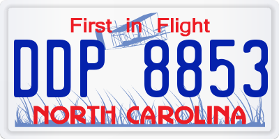 NC license plate DDP8853