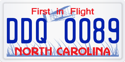 NC license plate DDQ0089
