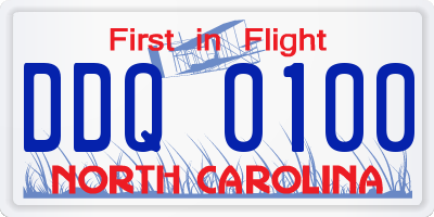 NC license plate DDQ0100