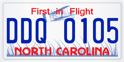 NC license plate DDQ0105