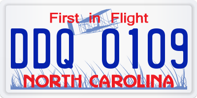 NC license plate DDQ0109