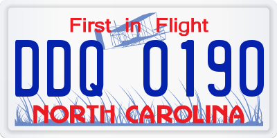 NC license plate DDQ0190