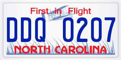 NC license plate DDQ0207