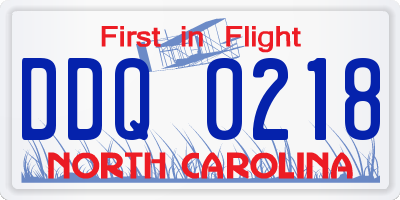NC license plate DDQ0218