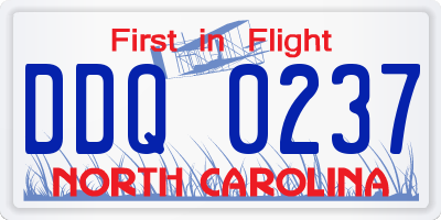 NC license plate DDQ0237
