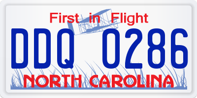 NC license plate DDQ0286