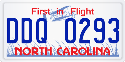 NC license plate DDQ0293