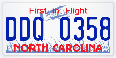 NC license plate DDQ0358