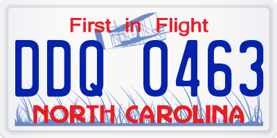 NC license plate DDQ0463
