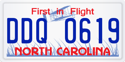 NC license plate DDQ0619