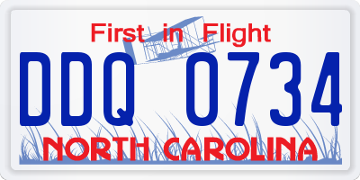 NC license plate DDQ0734