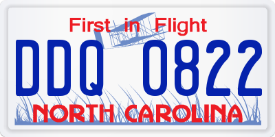 NC license plate DDQ0822