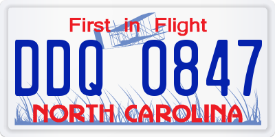NC license plate DDQ0847