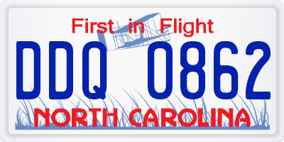 NC license plate DDQ0862