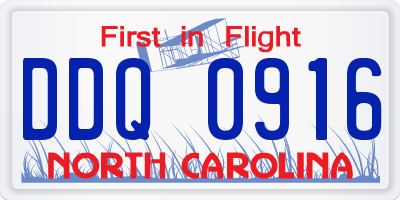 NC license plate DDQ0916