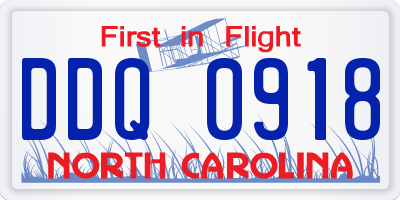 NC license plate DDQ0918