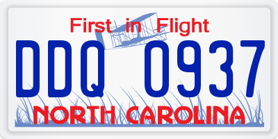 NC license plate DDQ0937