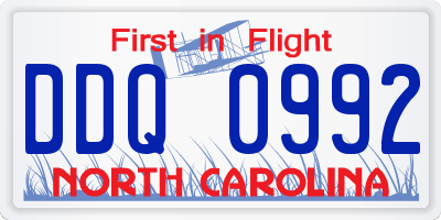 NC license plate DDQ0992