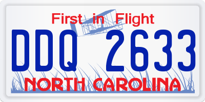 NC license plate DDQ2633
