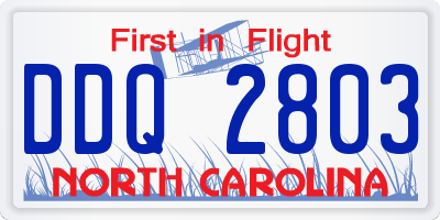 NC license plate DDQ2803