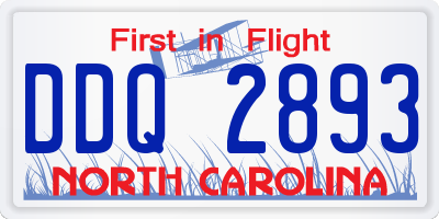 NC license plate DDQ2893