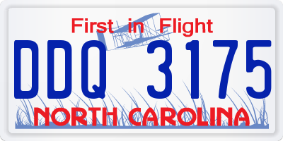NC license plate DDQ3175
