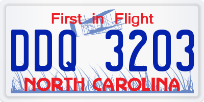 NC license plate DDQ3203