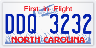 NC license plate DDQ3232