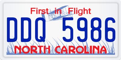 NC license plate DDQ5986