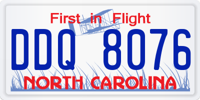 NC license plate DDQ8076
