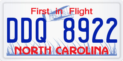 NC license plate DDQ8922
