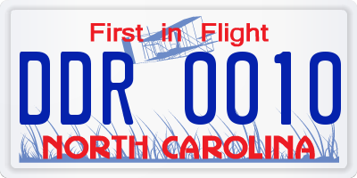 NC license plate DDR0010