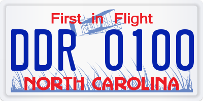 NC license plate DDR0100